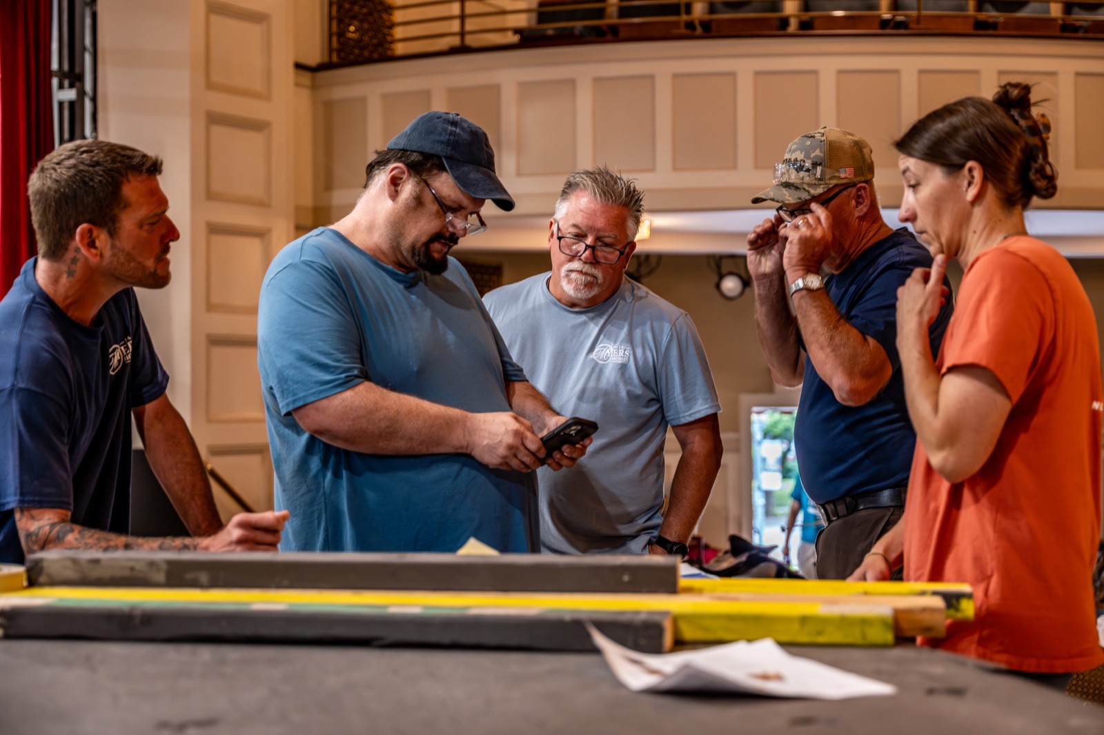 The JA Myers Homes team collaborating behind the scenes during production